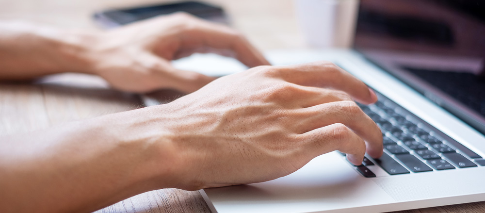 Businessman using laptop during working at office, Freelancer ty